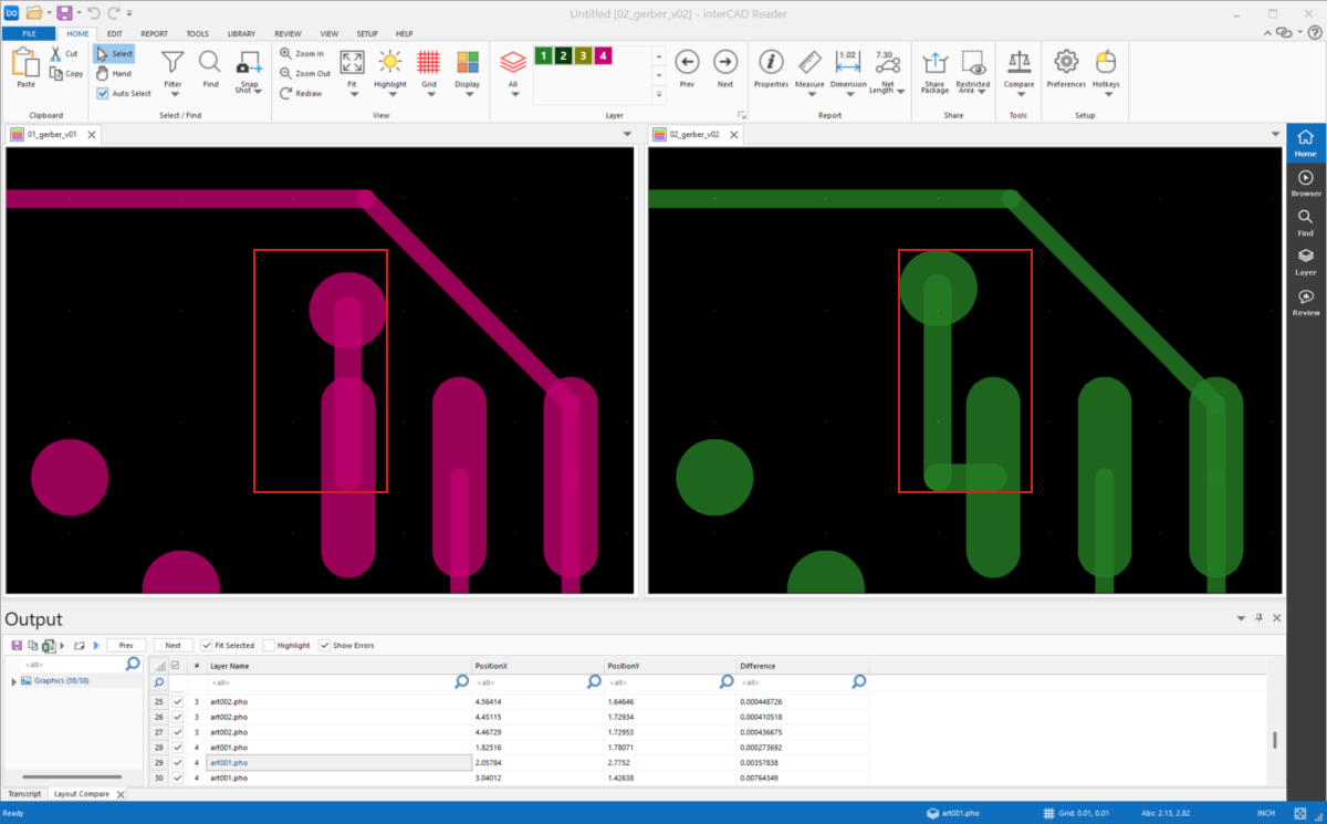 interCAD gerber compare